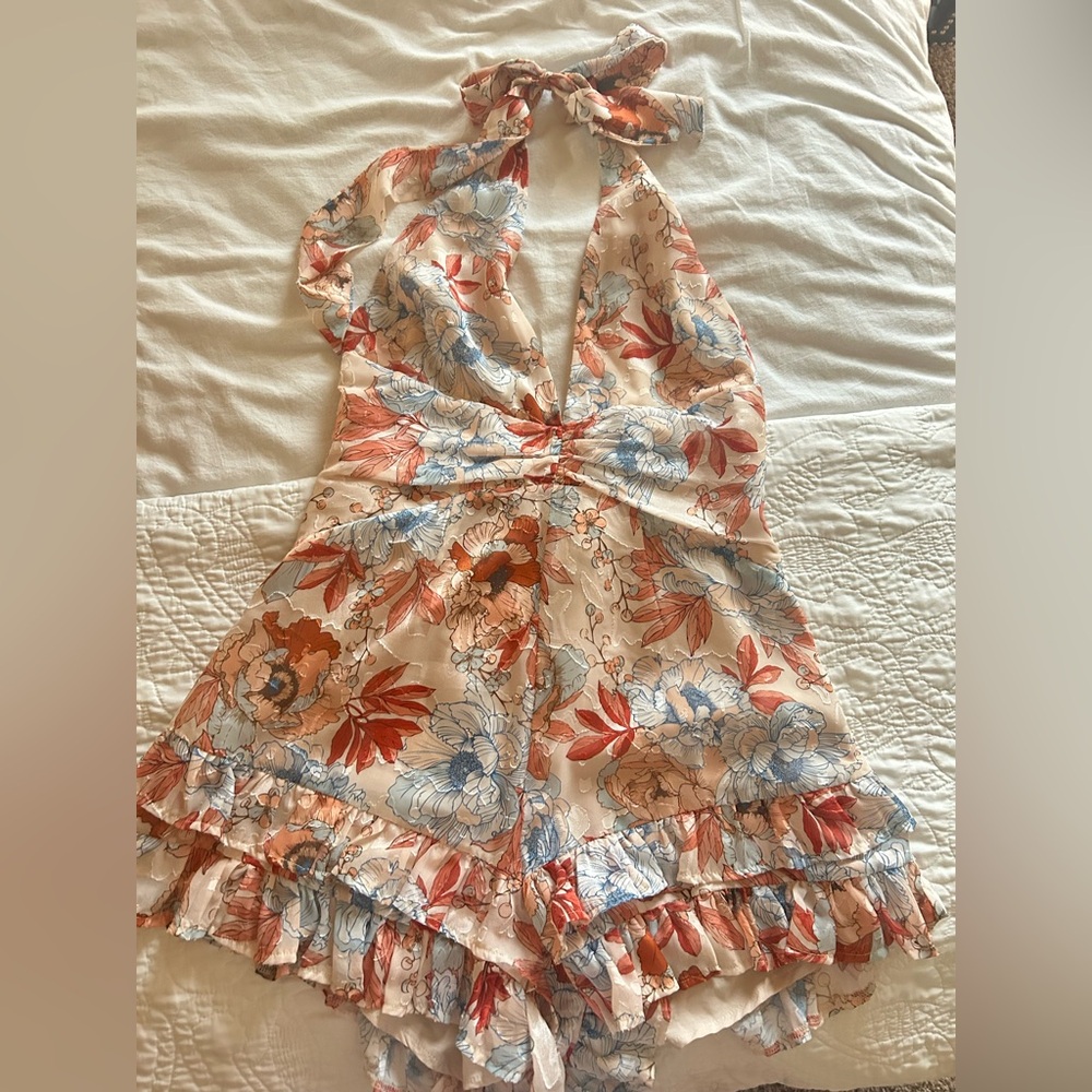 Pink Floral Romper, size small